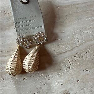 Anthropologie Woven Cream and Gold Earrings